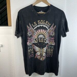 Hollister Black Graphic Tee with Colorful Design